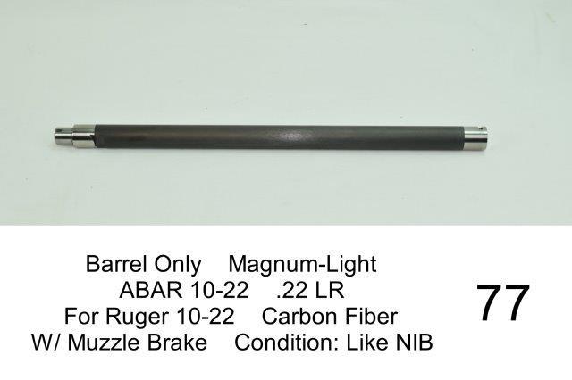 Barrel Only    Magnum-Light    ABAR 10-22    .22 LR    For Ruger 10-22    Carbon Fiber    W/ Muzzle