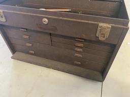 Kennedy Kits style no. 520 vintage toolbox with a few assorted tools