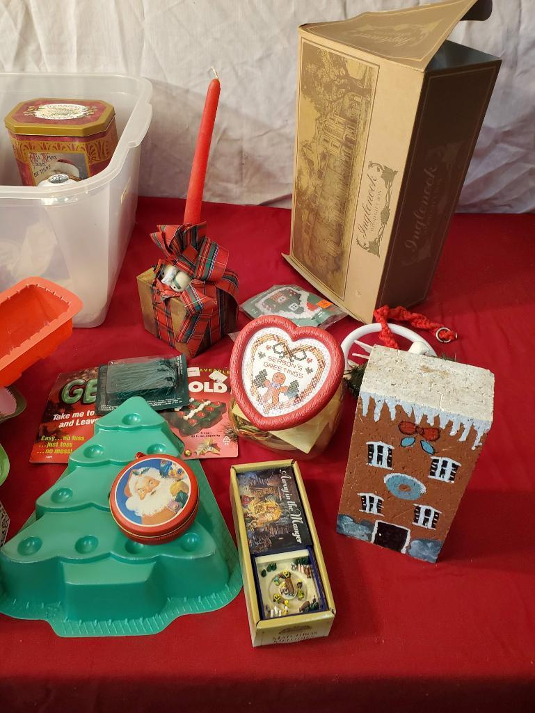 Various Christmas items with small tote included