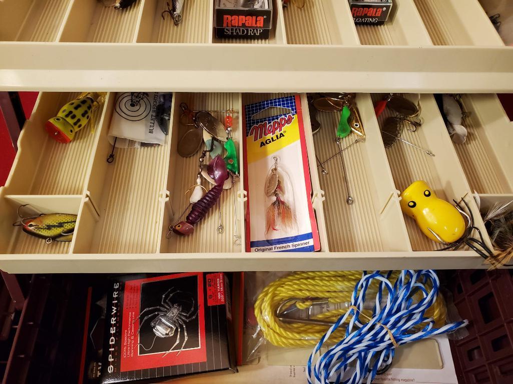 Plano Tackle box, filled with newer fishing tackle, see pics