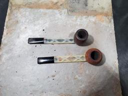 2 pipes, Wood with Nylon stem no markings, Wood bowl nylon stem no markings