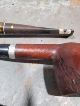 5 pipes, Wood carved Royal Lancer imported Briar, Tree branch carved face no markings, Wood carved