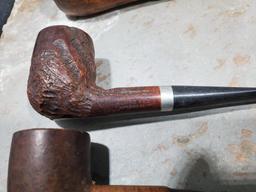 3 pipes, Wood Great smoky Mts. Indain decal, wood Medico on stem, Viscount Dr. Grabow imported Briar