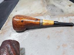 3 pipes, Wood Great smoky Mts. Indain decal, wood Medico on stem, Viscount Dr. Grabow imported Briar