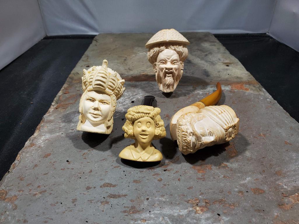 4 pipes, Cream China man with no markings, Cream/white women no markings, Cream little orphan annie