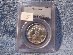 1942D WALKING LIBERTY HALF PCGS MS64