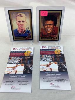 Paul Hornung & Charles White signed Heisman cards, JSA