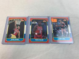 1986 Fleer basketball star lot: Larry Bird, Julius Erving, M Malone