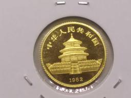 1982 1/10TH. OZ. GOLD PANDA BU