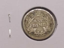 1890 SEATED DIME VF+