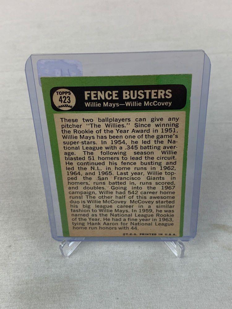 1967 Topps Fence Busters Mays/McCovey #423 EX Centering Holds It Back