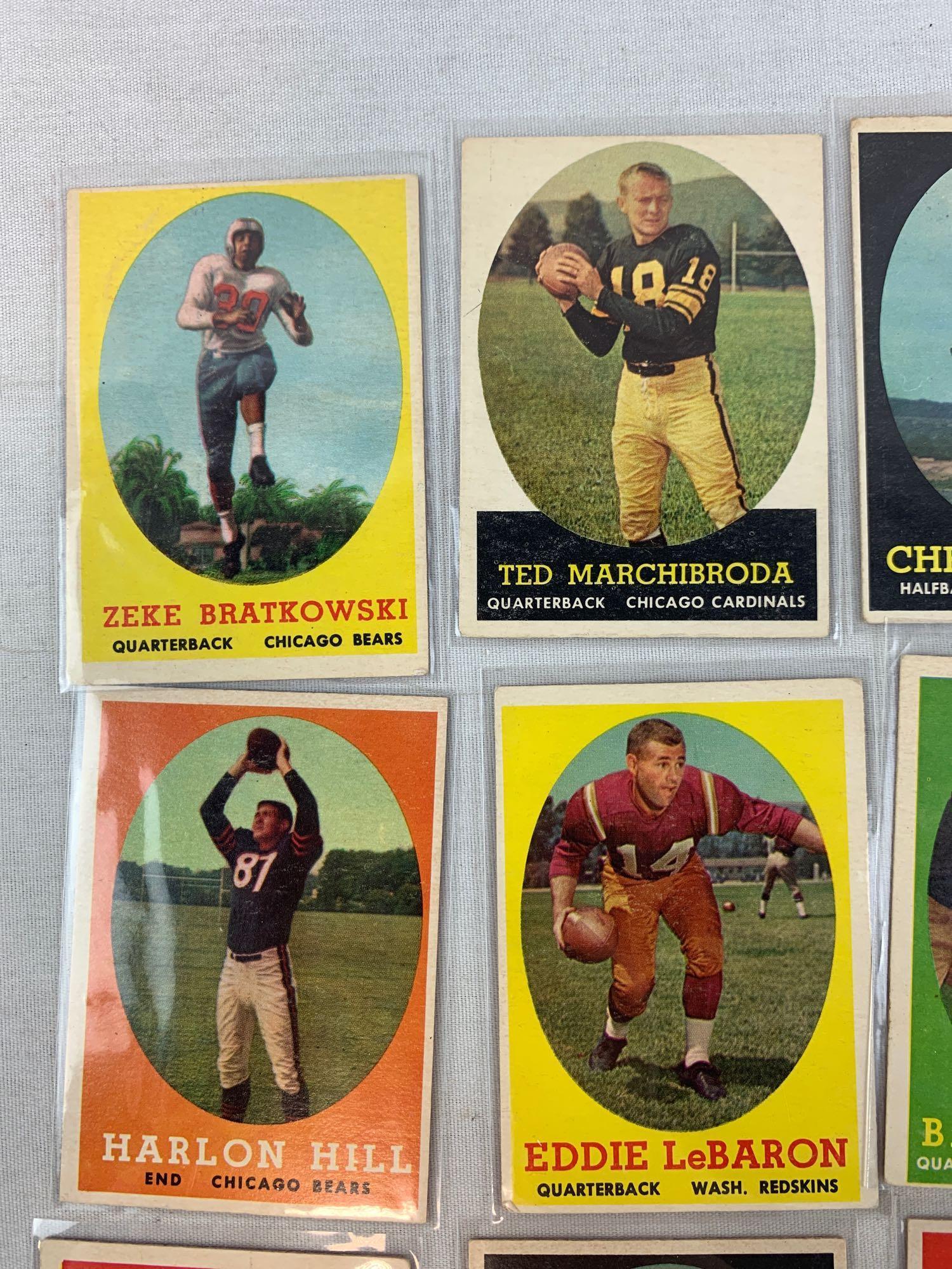 Eleven 1958 Topps Football cards - Cleveland Browns Team Card, Nolan, Parilli, LeBaron, Brown, Hill,