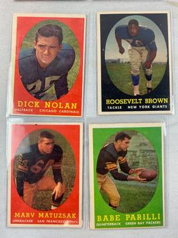 Eleven 1958 Topps Football cards - Cleveland Browns Team Card, Nolan, Parilli, LeBaron, Brown, Hill,