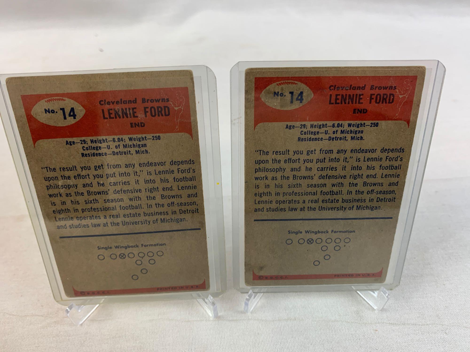 Two 1955 Bowman Lennie Ford Rookie Football Cards