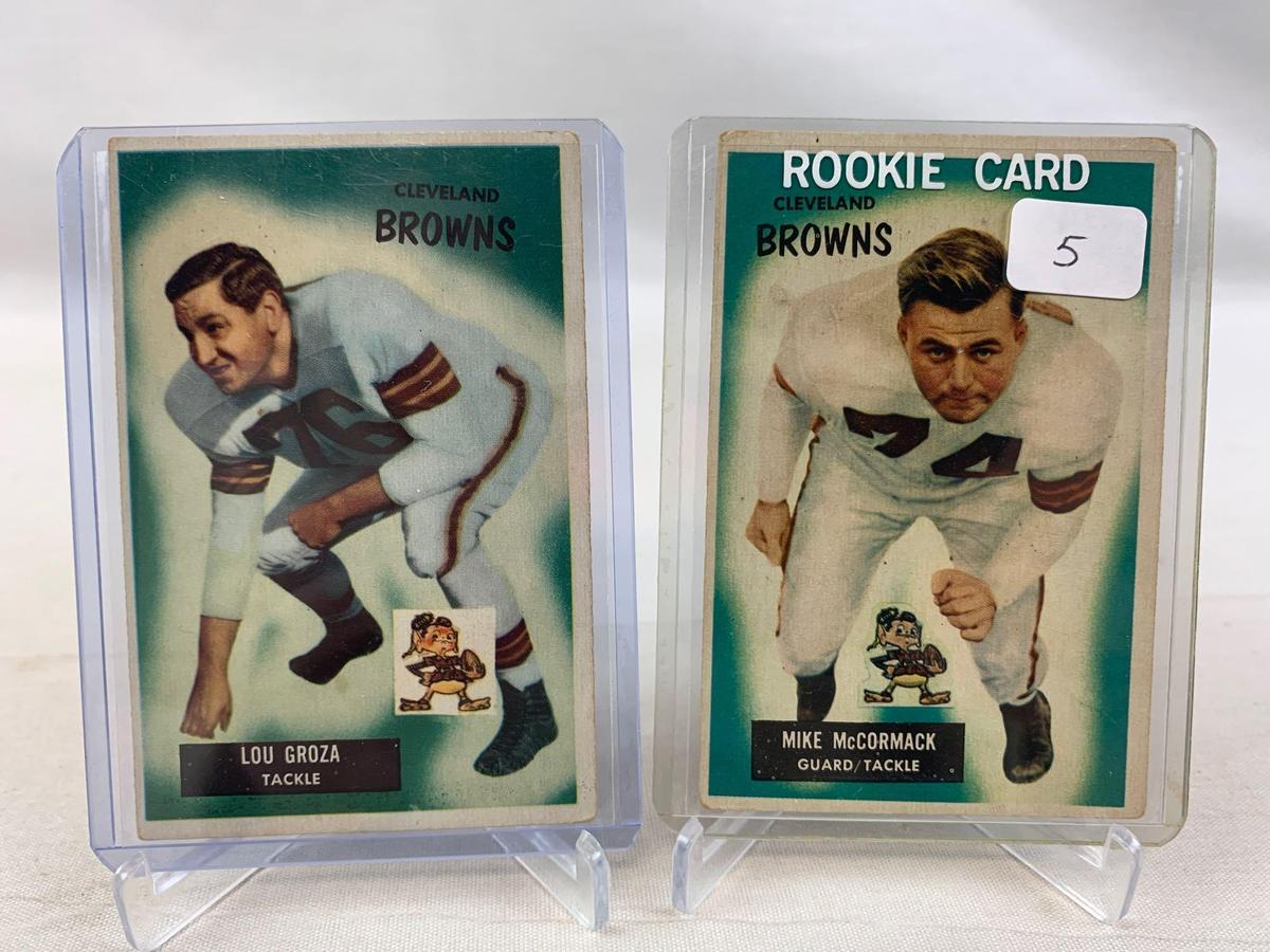 Two 1955 Bowman Football Cards - Mike McCormack Rookie & Lou Groza