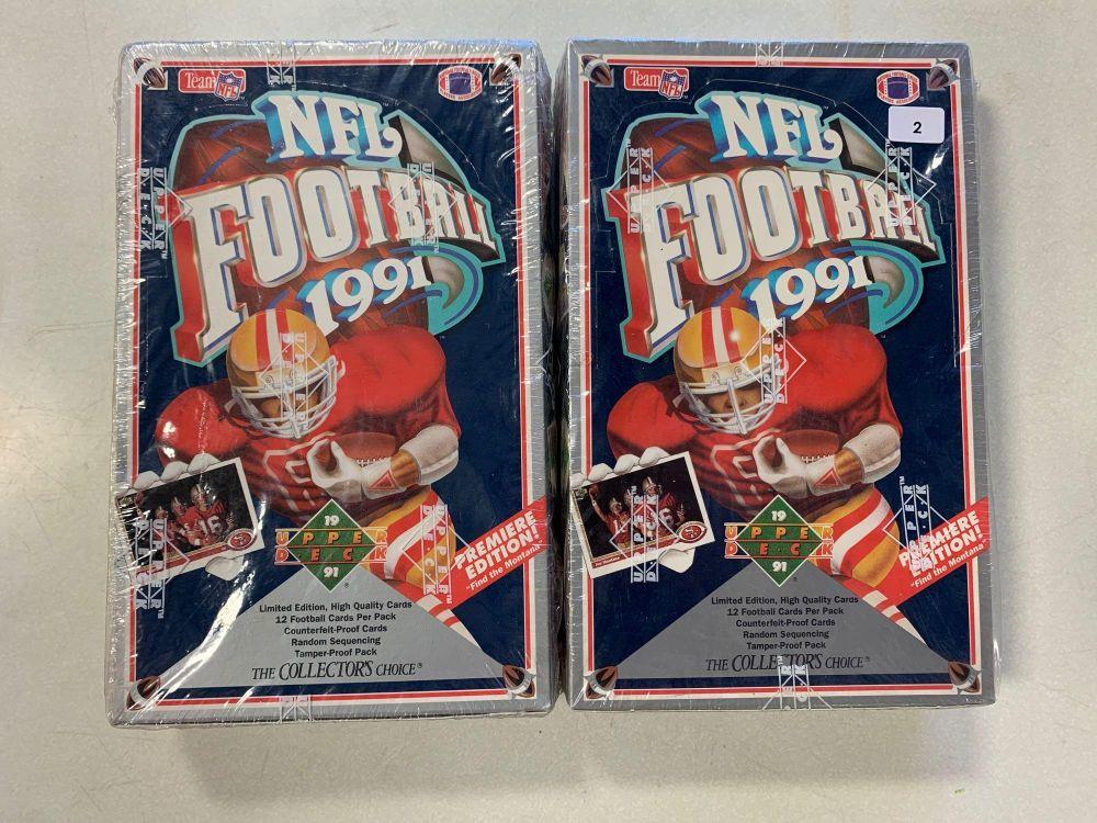 2-1991 Upper Deck Football Factory Sealed Wax Boxes