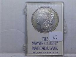 1921 MORGAN DOLLAR IN WAYNE COUNTY NATIONAL BANK HOLDER XF