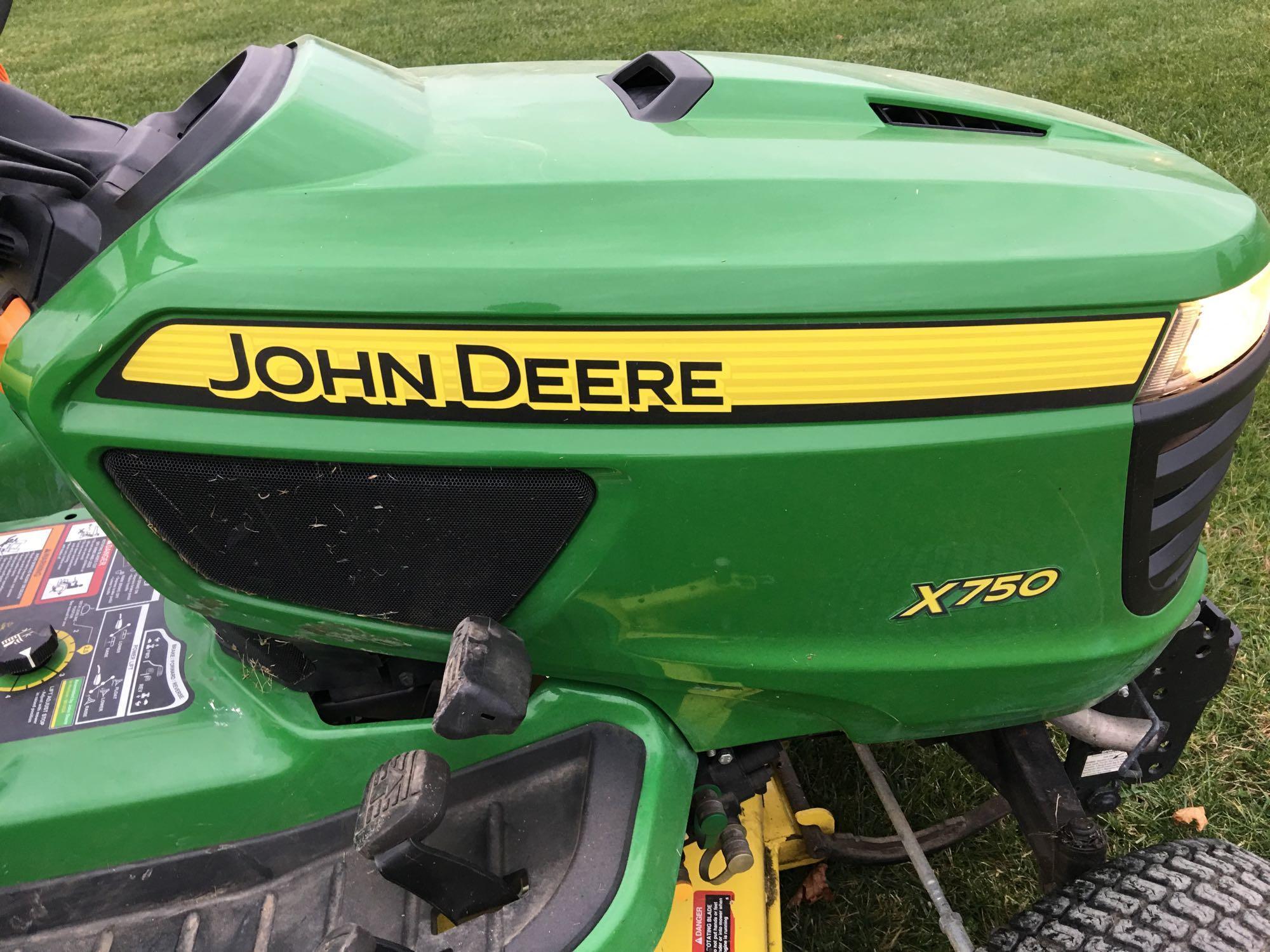 John Deere x750 Diesel lawn tractor 400 hours, 60? edge cut deck;