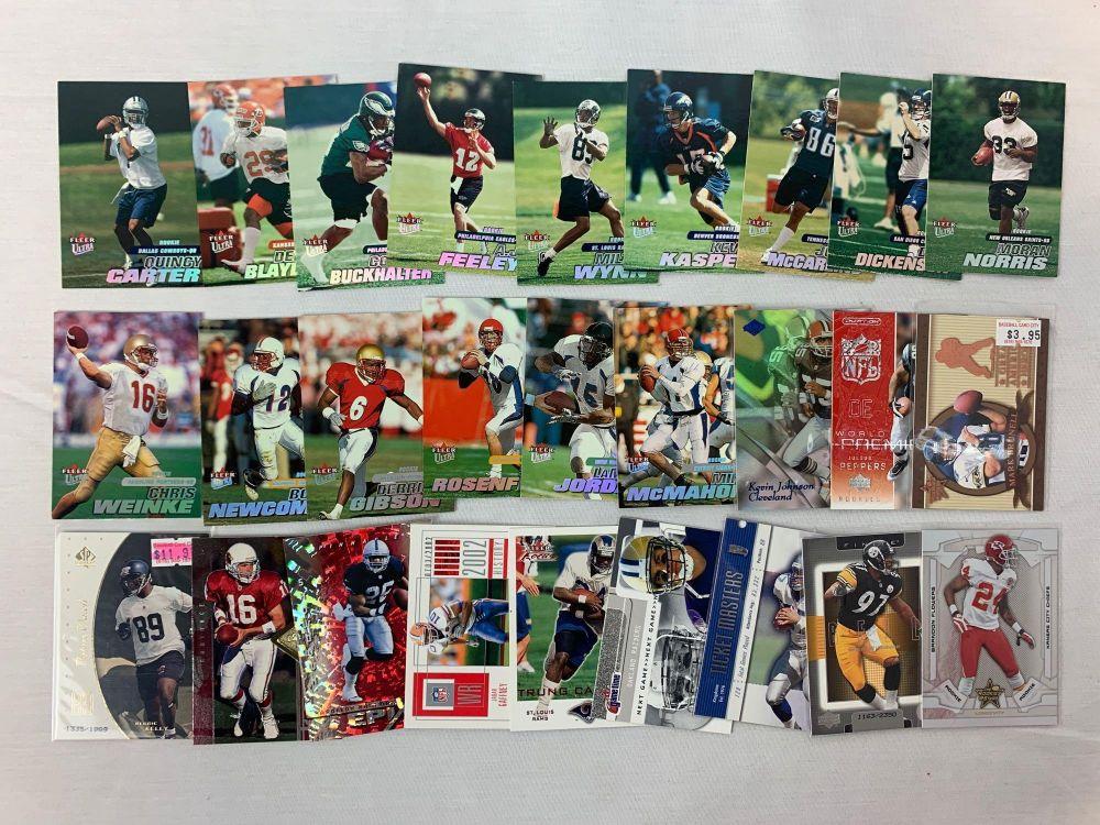 Lot of 100 Serial #'D football cards including Marino, Bettis, Davis, Bruce, Owens, Brown, Etc.