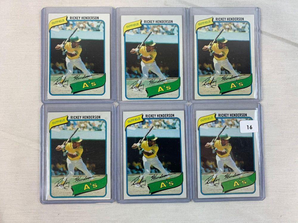 1980 Topps #482 Rickey Henderson RC - Lot of 6