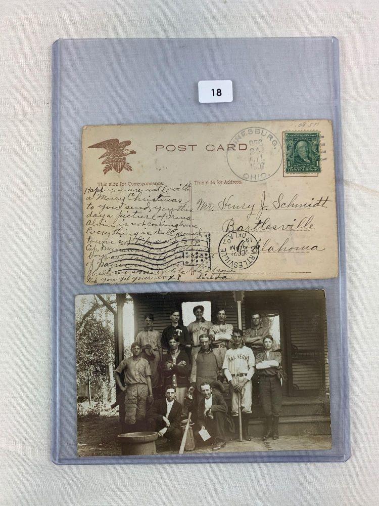 Early 1900's Baseball Postcard Pair - Embossed & RPPC