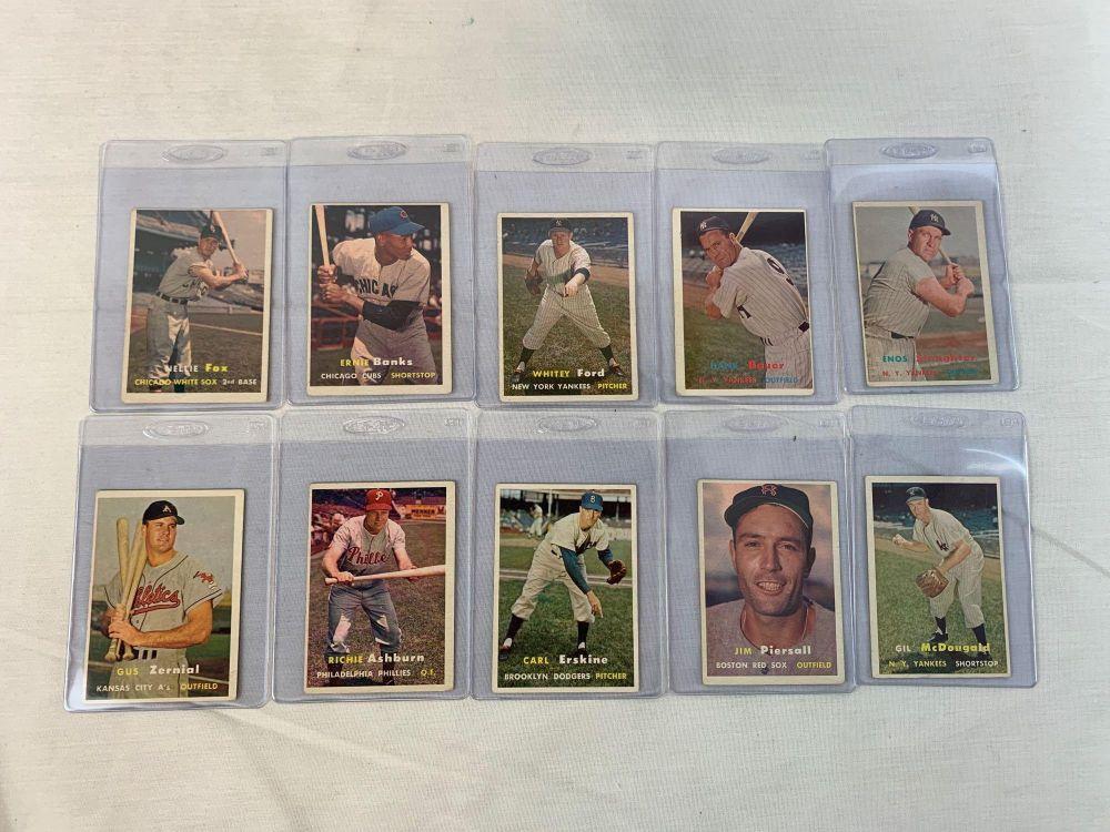 1957 Topps Mid-Grade Lot of 10 w/HOFers