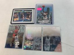 Michael Jordan insert card lot, hologram Fleer Metal Beam Team (5 altogether)