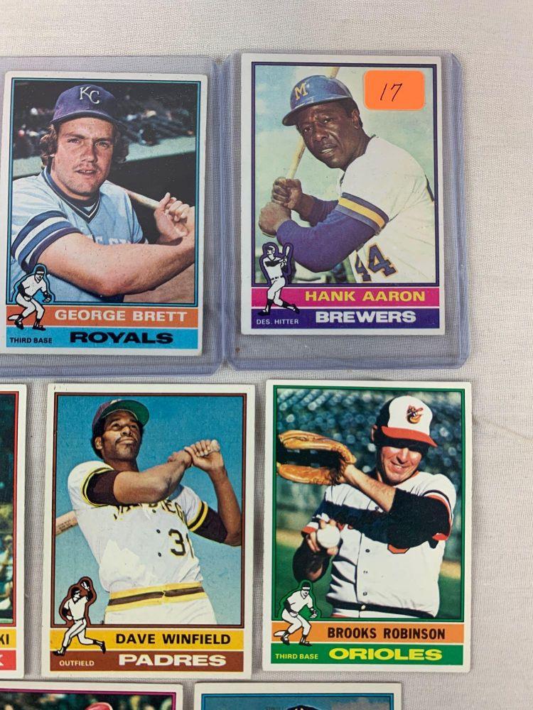 1976 Topps baseball star lot : Aaron, Brett, Yount, Munson, plus 6