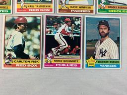 1976 Topps baseball star lot : Aaron, Brett, Yount, Munson, plus 6