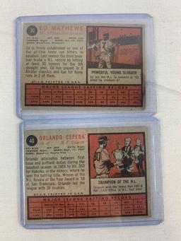 1962 Orlando Cepeda & Ed Mathews Topps Baseball cards