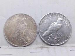 1922,23, PEACE DOLLARS (2-COINS)