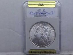 1885 MORGAN DOLLAR IN SGS MS66 HOLDER