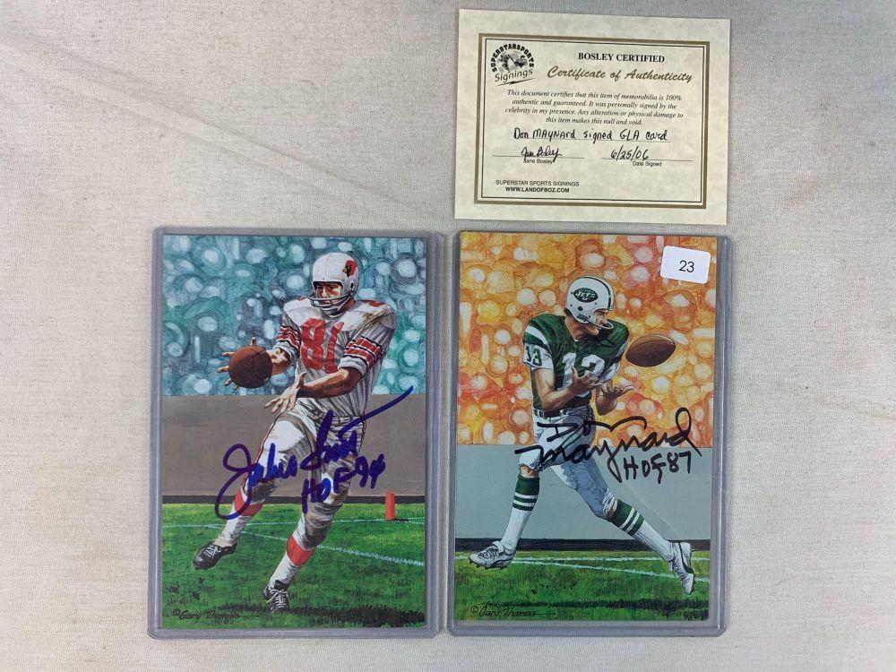 1993 Don Maynard & 1994 Jackie Smith signed goal line art cards