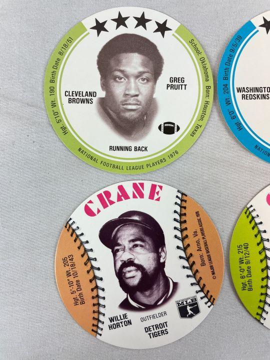 1976 Crane Discs MINT  (6) Card Star FB/BB Lot w/ G. Pruitt(2) -Kilmer-Lolich