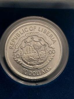 2020 REPUBLIC OF LIBERIA $10. LUCKY COIN IN HOLDER COLORIZED