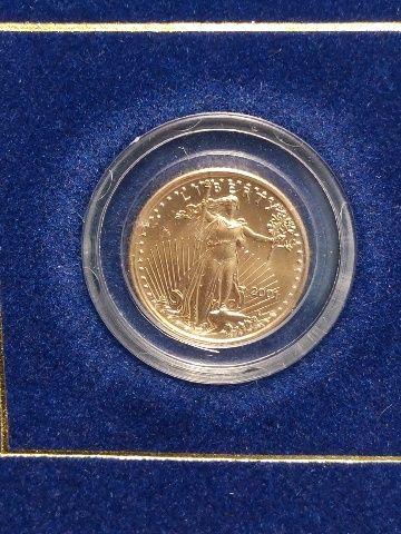 2001 $5. 1/10TH. OZ. GOLD EAGLE IN HOLDER BU