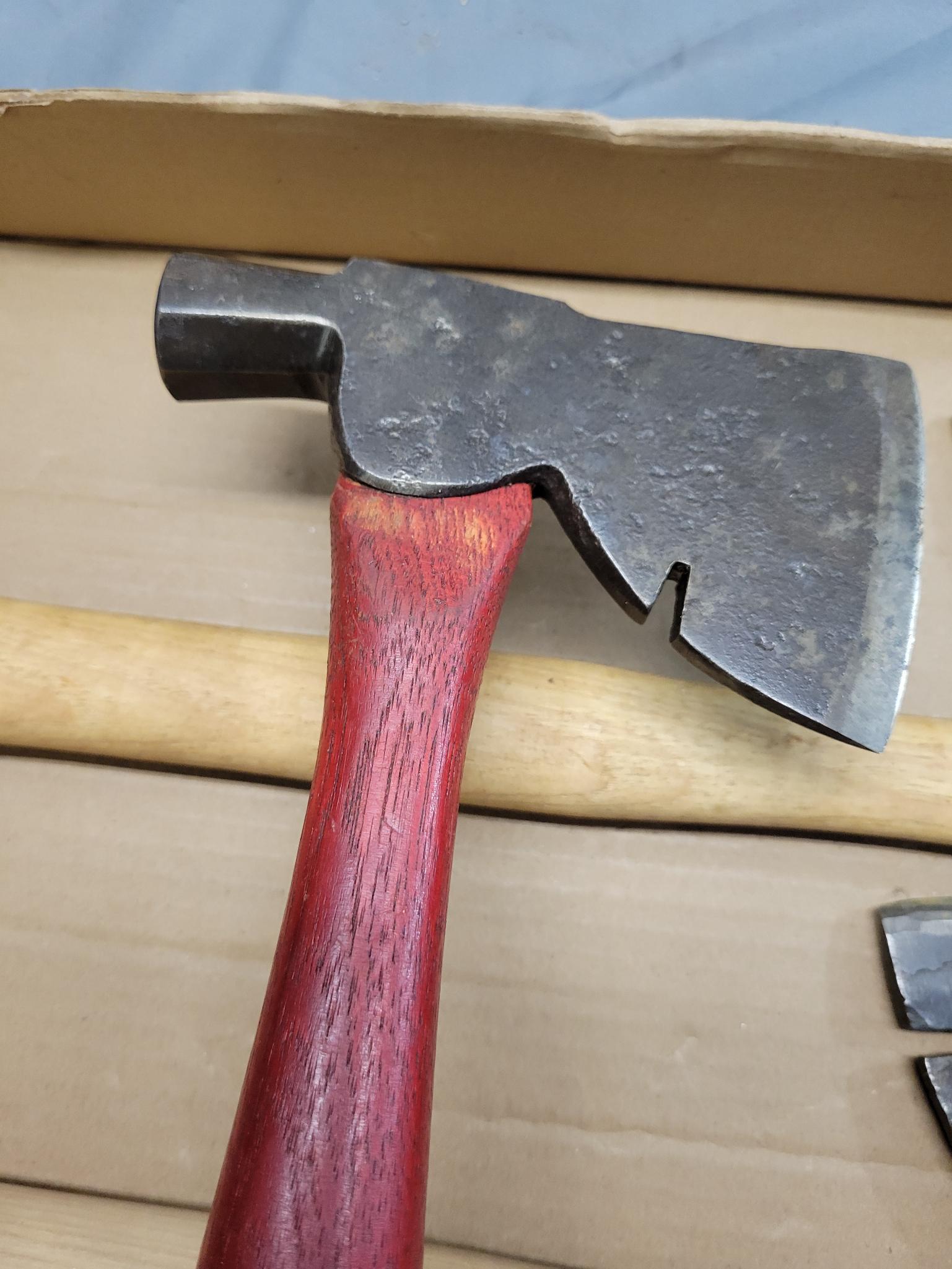 3- Hammer Hatchets, one Plumb, One marked anniversary, and one unmarked