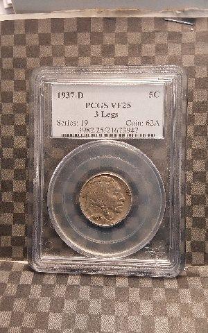 1937D 3-LEGGED BUFFALO NICKEL PCGS VF25