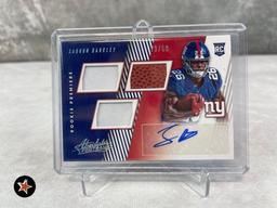 2018 Absolute Rookie Premiere Saquon Barkley Material, Auto - 92/99 RC