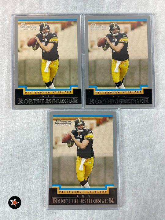 2004 Bowman #114 Ben Roethlisberger Rookie Cards (3)