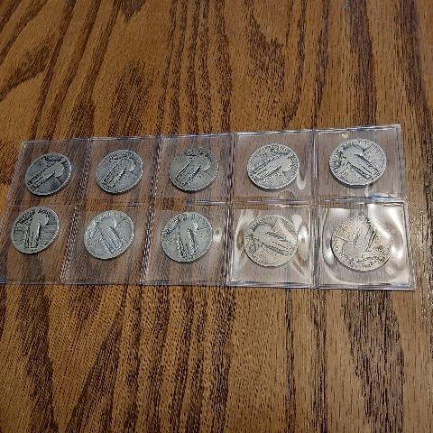 LOT OF 10 STANDING LIBERTY QUARTERS