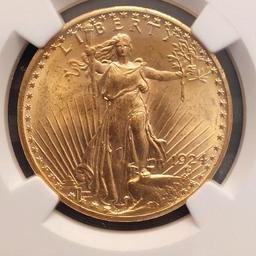 1924 $20. SAINT GAUDENS GOLD PIECE NGC MS64