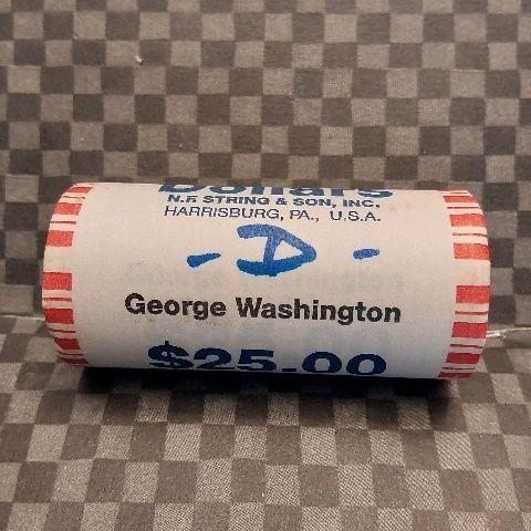 ROLL OF 25-2007D WASHINGTON DOLLARS IN BANK ROLL BU