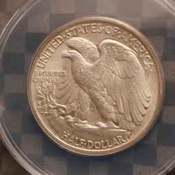 1945 WALKING LIBERTY HALF ANACS MS63