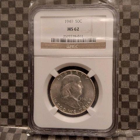 1949 FRANKLIN HALF NGC MS62