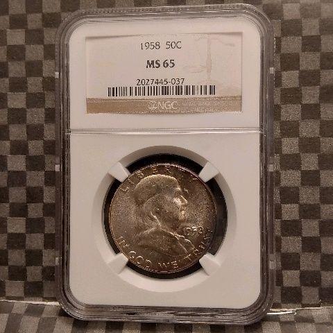 1958 FRANKLIN HALF NGC MS65