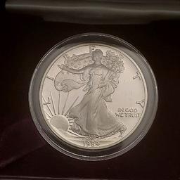 1989 SILVER EAGLE IN BOX PF