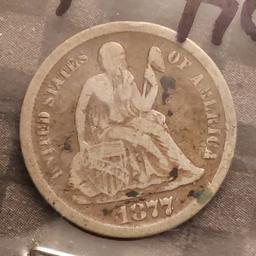 1877CC SEATED DIME F