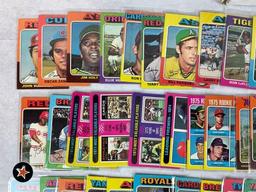 1975 Topps baseball lot of 350 different cards including minor stars, all stars