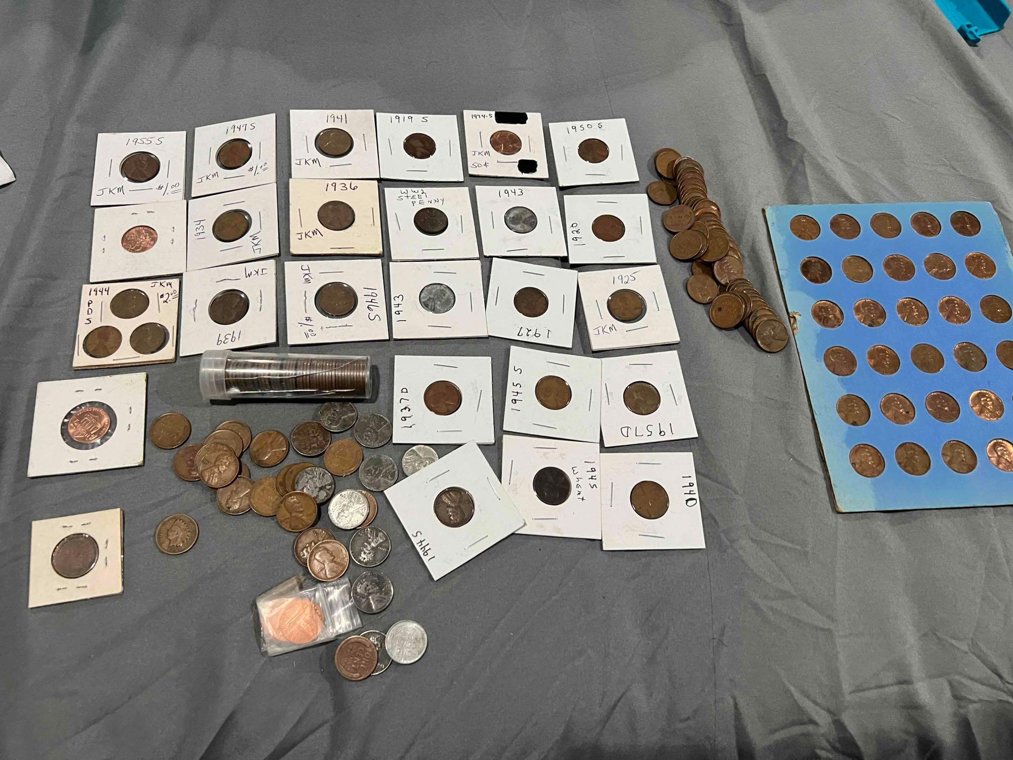 Large lot of Wheat Cents, Lincoln memorial cents and more